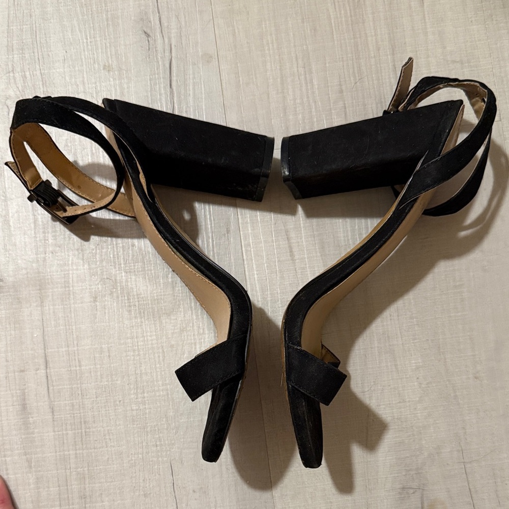 Black Ankle-Strap Women's Heeled Sandals - Picture 2 of 2